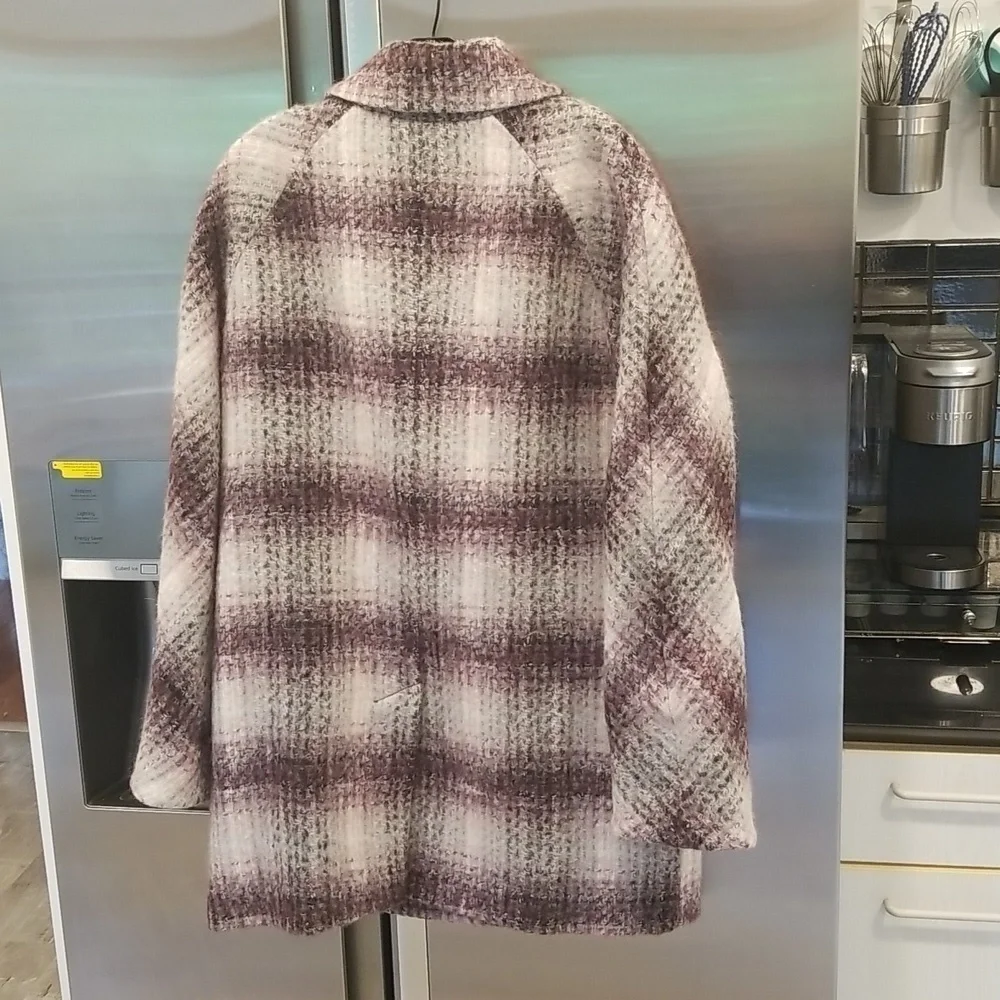 💕VERONICA BEARD💕 Deena Plaid Double-Breasted Dickey Coat ~ Bordeaux Large NWOT - Picture 15 of 16